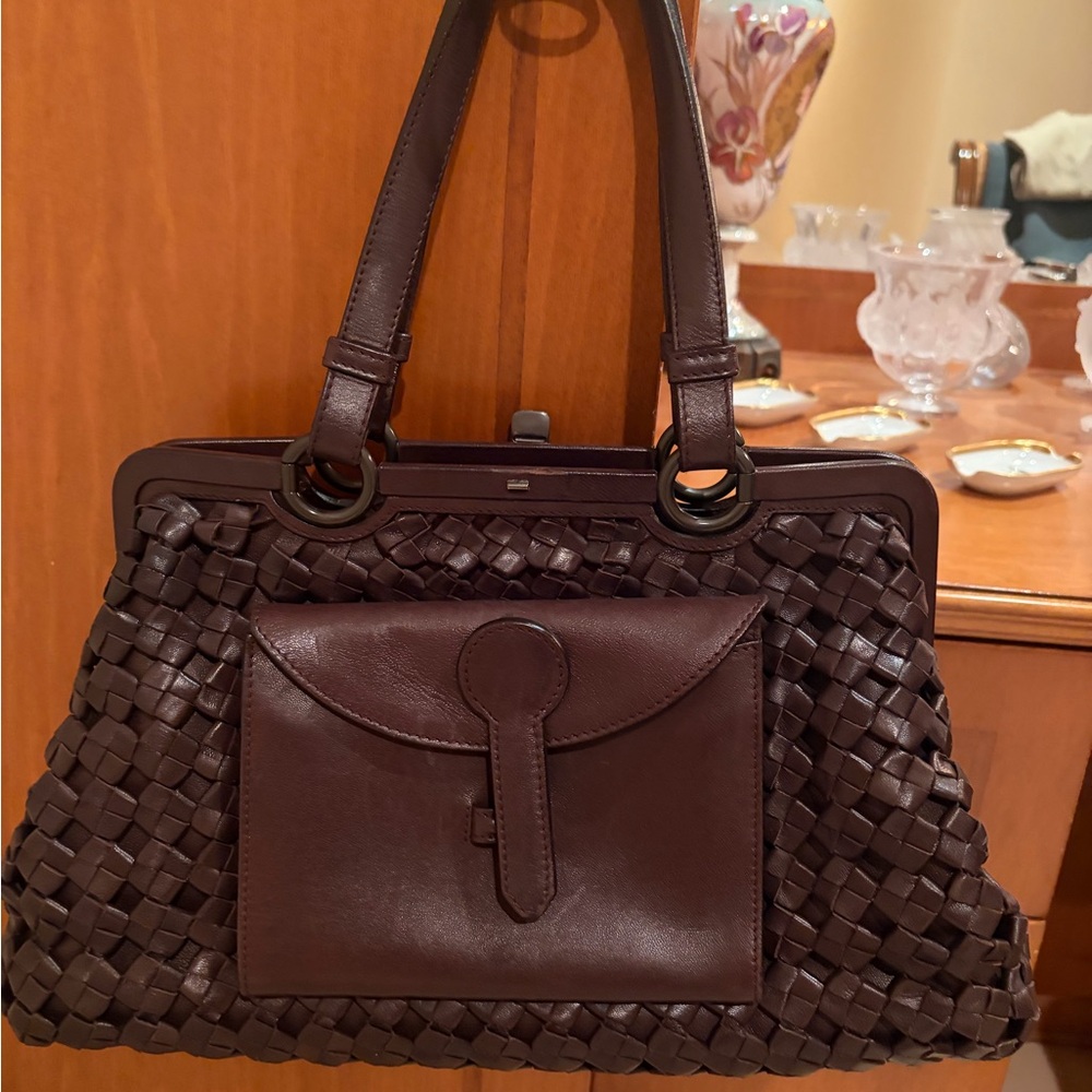 Vintage Bottega Veneta Intrecciato Frame Bag Chocolate Brown - Limited Edition